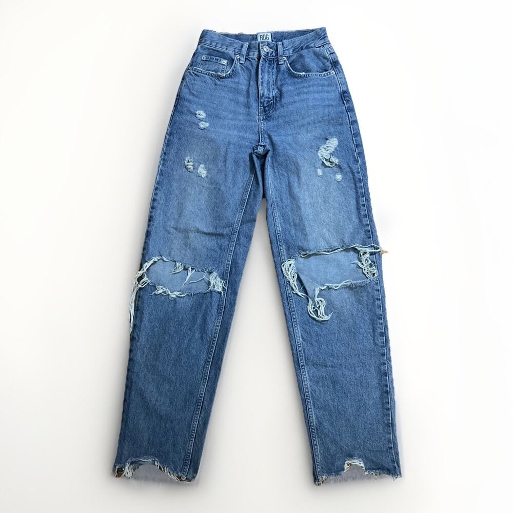 BDG Urban Outfitters High Rise Baggy Jeans 24 Distressed Wide Leg Y2K Skater